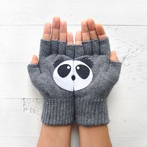 Artist Handmade PANDA Grey FINGERLES GLOVES